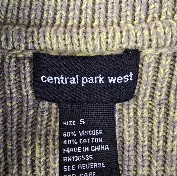 Central Park West Cardigan Sweater Ribbed Marled Olive Taupe Boho Lagenlook S - Picture 3 of 12